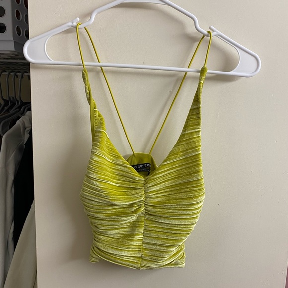 Urban Outfitters Tops - Urban Outfitters Chartreuse Velvet Crop Top Size S